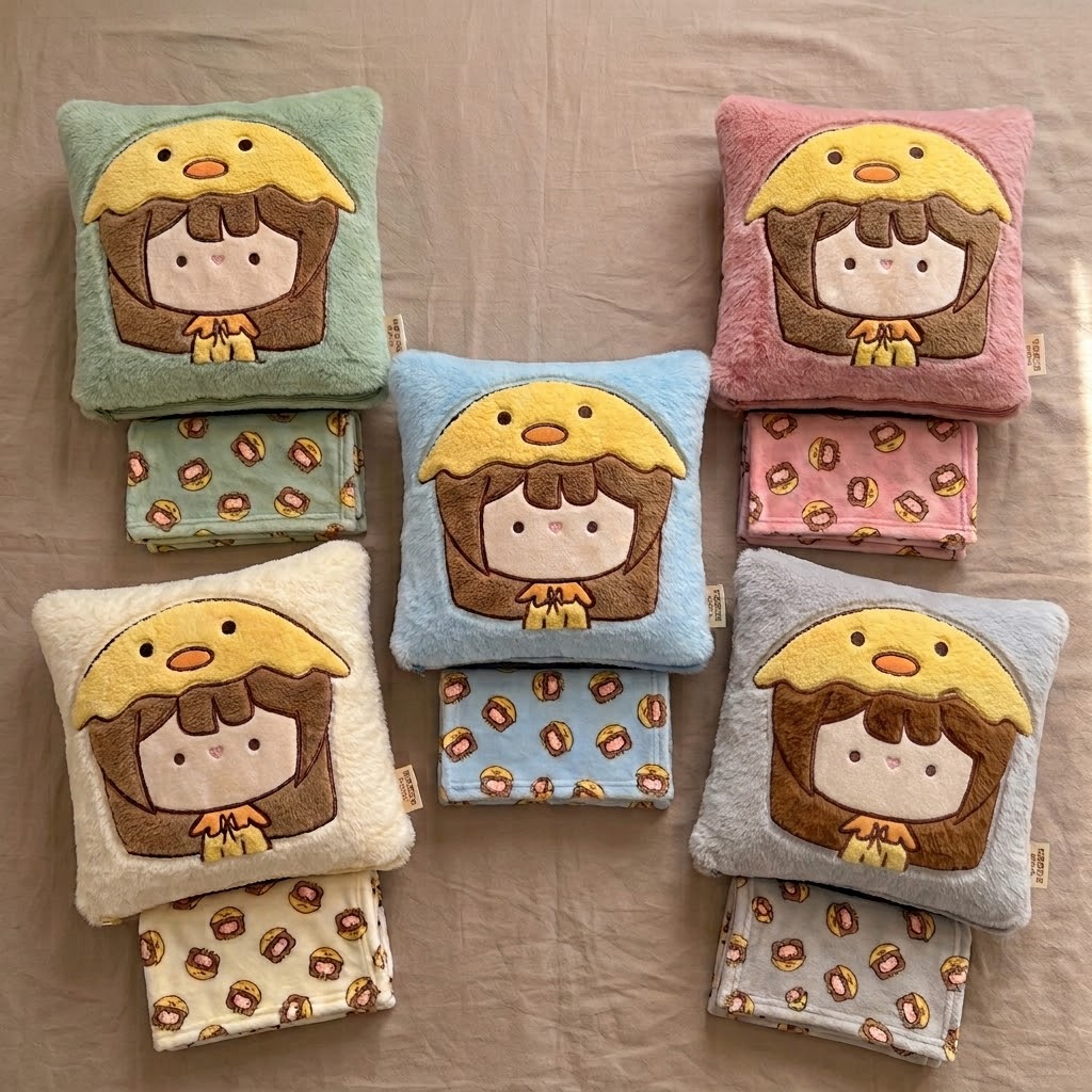 Duckie Girl pillow blanket in multiple colors